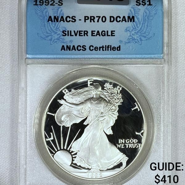 1992-S Silver Eagle ANACS-PR70 DCAM