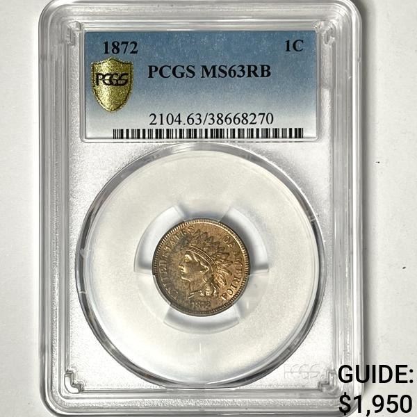 1872 Indian Head Cent PCGS-MS63 RB