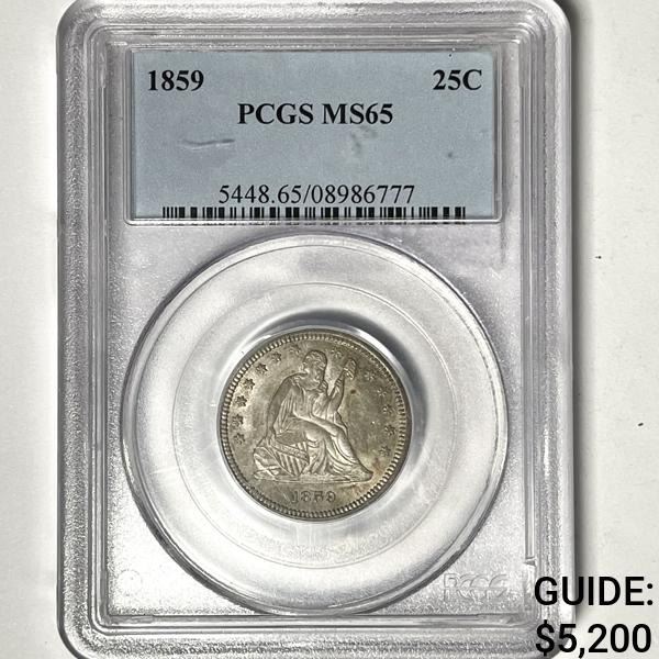 1859 Seated Liberty Quarter PCGS-MS65