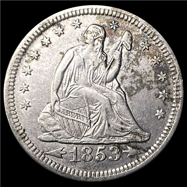 1853 Arws & Rays Seated Liberty Quarter UNC