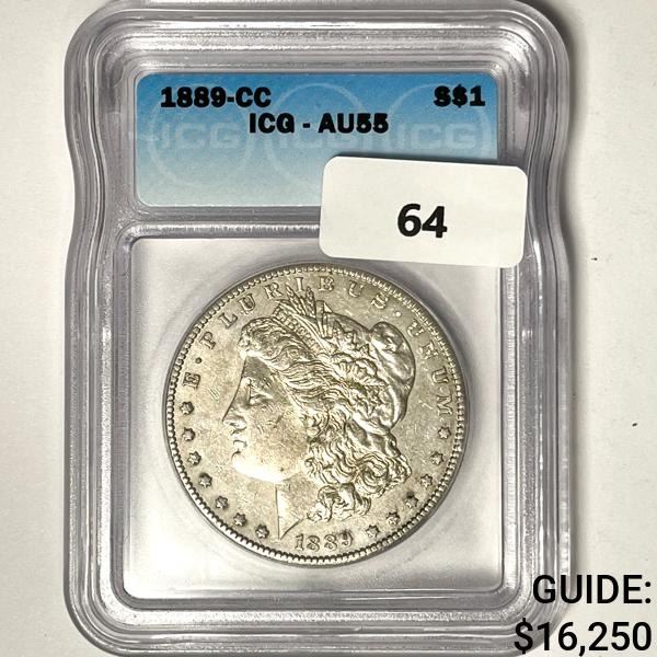 1889-CC Morgan Silver Dollar ICG-AU55