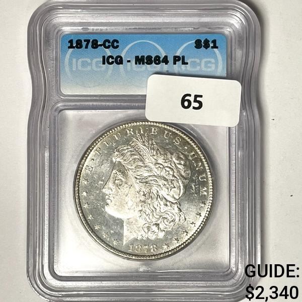 1878-CC Morgan Silver Dollar ICG-MS64 PL
