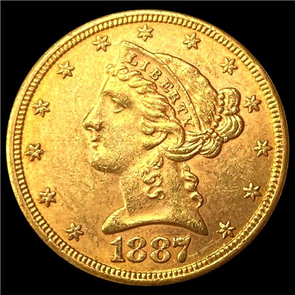 1887-S $5 Gold Half Eagle UNCIRCULATED