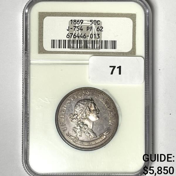 1869 JUDD-754 Standard Silver Half Dollar