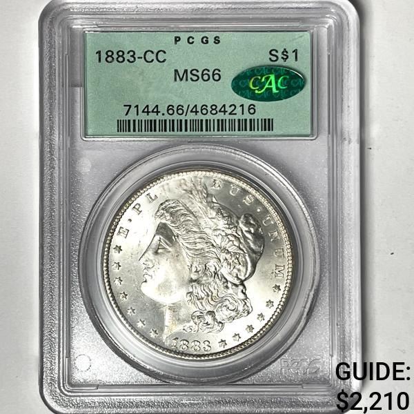 1883-CC CAC Morgan Silver Dollar PCGS-MS66