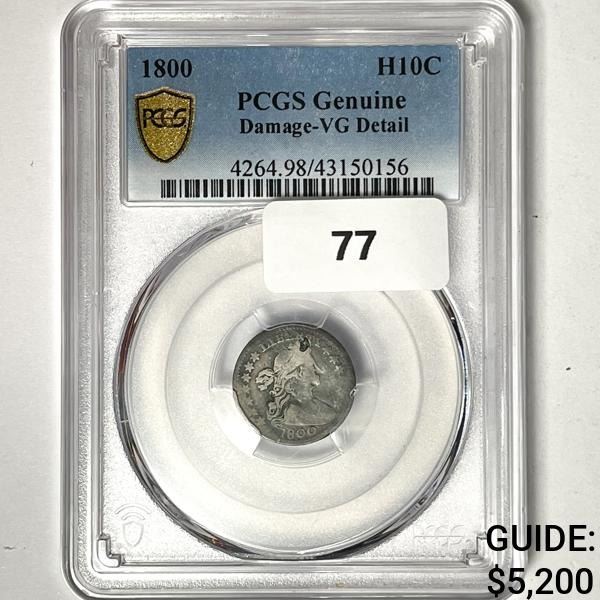 1800 Draped Bust Half Dime PCGS-VGNicely Circ.