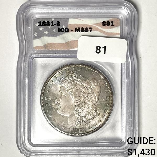 1881-S Morgan Silver Dollar ICG-MS67
