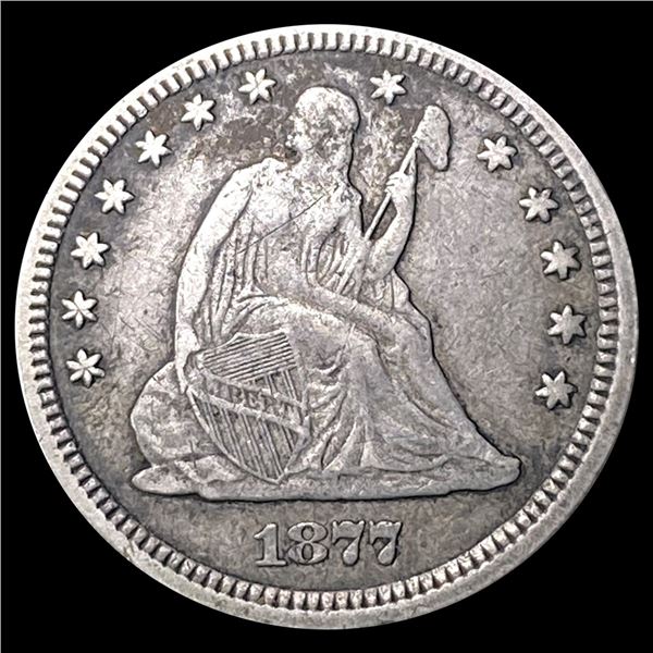 1877 13 Stars Seated Liberty Quarter CLOSELY UNC