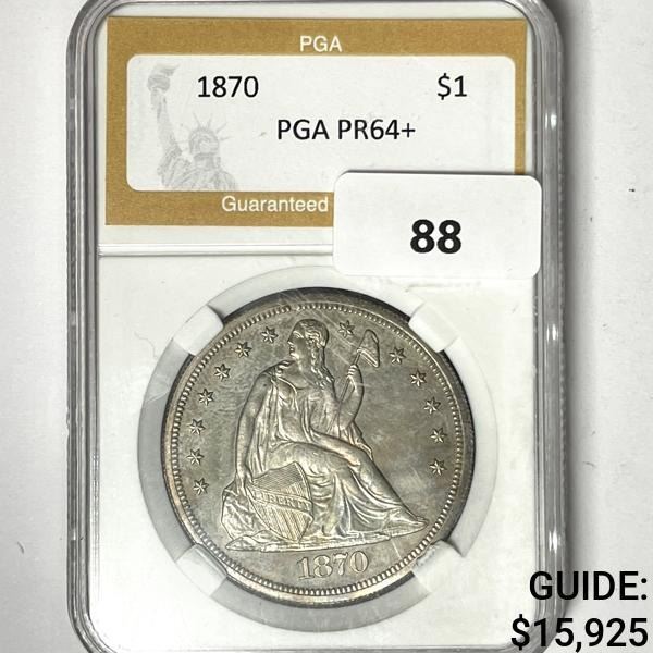 1870 Seated Liberty Silver Dollar PGA-PR64+