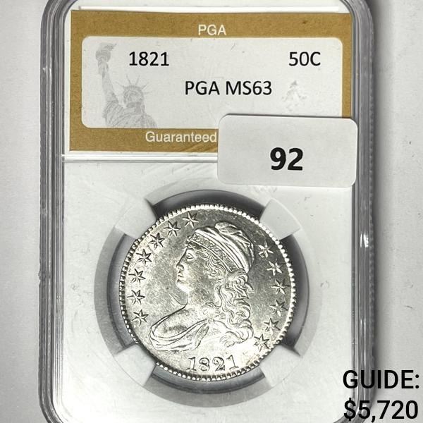 1821 Capped Bust Half Dollar PGA-MS63