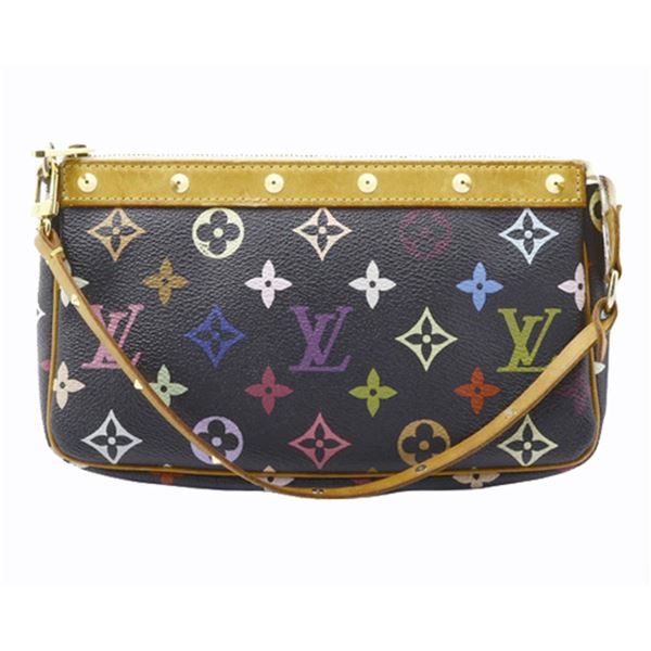 Louis Vuitton Black Multicolor Monogram Canvas Leather Pochette Accesoires Shoul