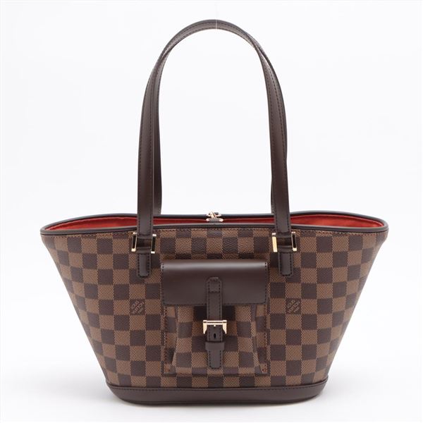 Louis Vuitton Damier Ebene Canvas Leather Manosque PM Tote Bag