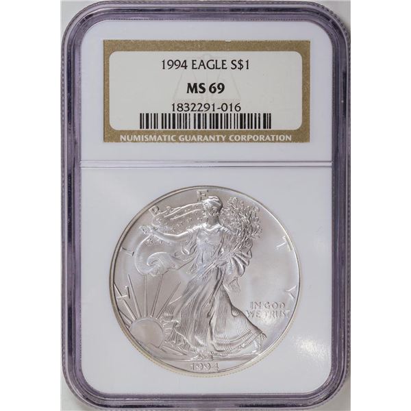 1994 American Silver Eagle .999 Fine Silver Dollar Coin NGC MS69
