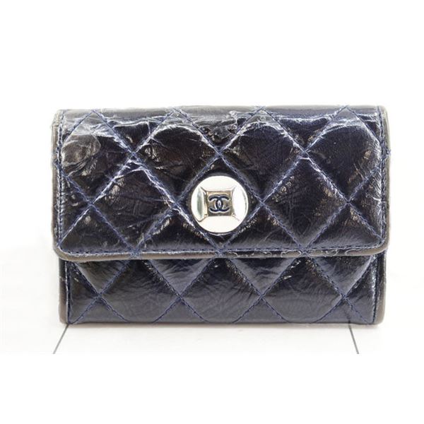 Chanel Classic Black Quilted Lambskin Leather Matelasse Flap Card Holder