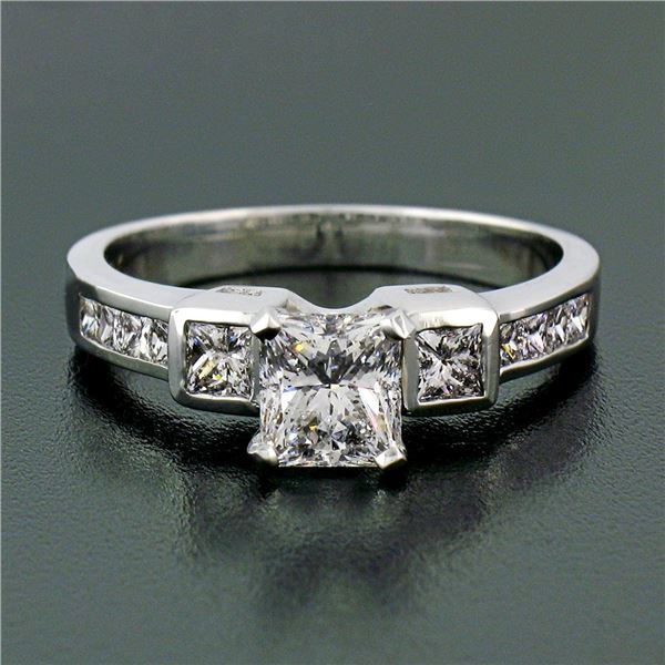 Estate 18k White Gold 1.42 ctw GIA Certified Radiant Diamond Engagement Ring