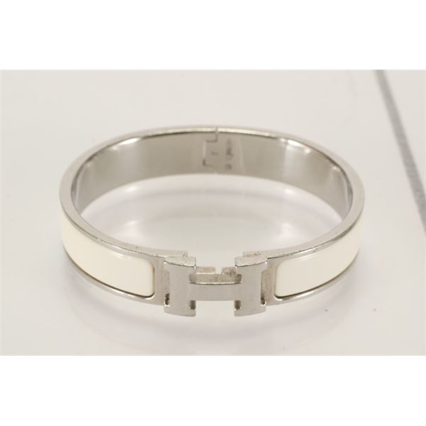 Hermes Ivory Metal Clic Clac Bangle Bracelet PHW
