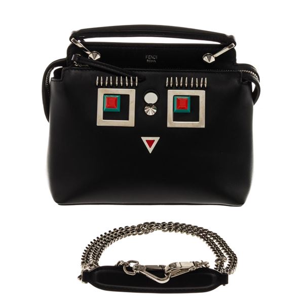 Fendi Black Leather Dotcom Small Shoulder Bag