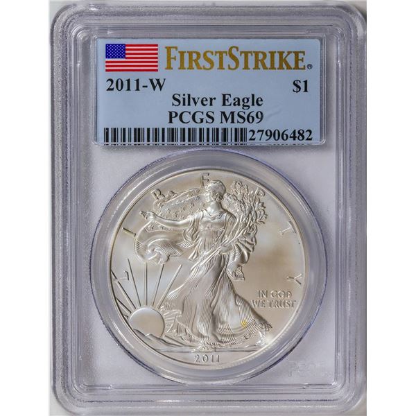 2011-W American Silver Eagle .999 Fine Silver Dollar Coin PCGS MS69