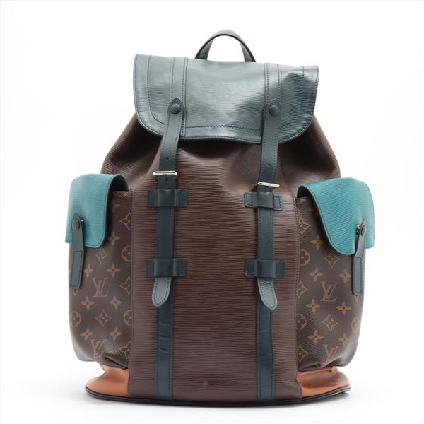Louis Vuitton Blue Brown Multicolor Epi Leather Monogram Canvas Christopher PM B