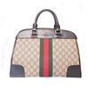 Image 1 : Gucci Beige GG Supreme Canvas Leather Web Trapezoid Handbag