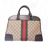 Image 3 : Gucci Beige GG Supreme Canvas Leather Web Trapezoid Handbag