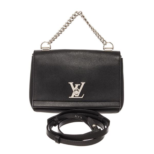 Louis Vuitton Black Pebbled Calfskin Leather LockMe II BB Bag