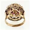 Image 6 : Vintage 14K Gold 0.55 ctw Ruby & Opal Dual Halo Open Work Fluted Cocktail Ring