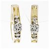 Image 1 : Vintage 14k Gold 0.32 ctw Round Single Cut Diamond Flower Huggie Hoop Earrings