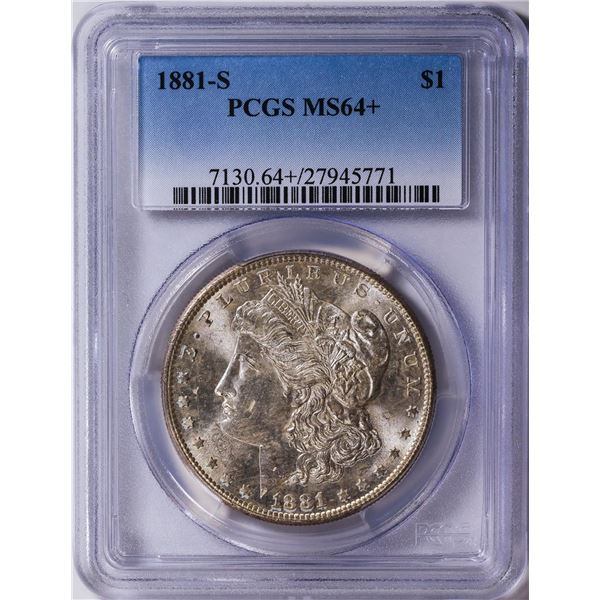 1881-S $1 American Silver Eagle Dollar Coin PCGS MS64+