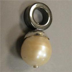 S. SILVER 12 MM SOUTH SEA PEARL AND HEMATITE UNISEX PENDANT