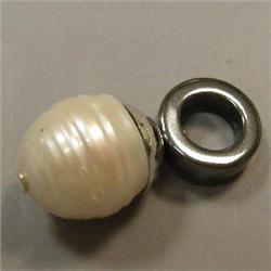 S. SILVER 13 MM SOUTH SEA PEARL AND HEMATITE UNISEX PENDANT