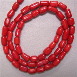 7x4 MM RED BAMBOO CORAL STRAND 16 INCHES