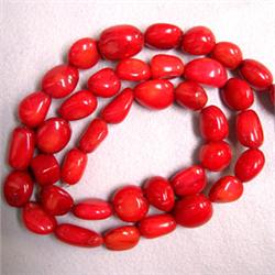 11-6 MM RED BAMBOO CORAL STRAND 16 INCHES