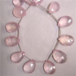 129 CTS ROSE QUARTZ TEAR DROP STRAND 19x13 - 16x12 MM