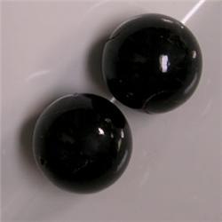14 MM PAIR OF HAWAIIAN BLACK CORAL BEADS - HALF DRILLED