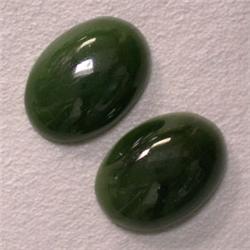 11.01 CTS PAIR OF IMPERIAL JADE CABOCHONS 14x10 MM