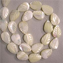 14x10 MM CARVED MOTHER OF PEARL LEAVES STRAND - 16 INCHES