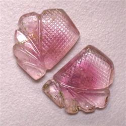 19.05 CTS PAIR OF CARVED TOURMALINE 14x17 MM