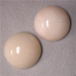 29.30 CTS PAIR OF ROUND ITALIAN CORAL CABOCHONS 16 MM