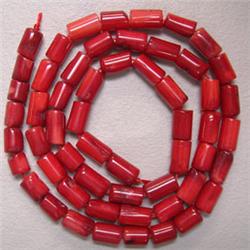 8x5 MM RED BAMBOO CORAL STRAND 16 INCHES