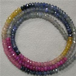 50 CTS  MULTICOLOR SAPPHIRE RONDELLES STRAND 3 MM - 16 INCHES