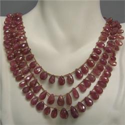 659 CTS THREE STRAND SAPPHIRE NECKLACE 16x8-5 MM  19-21 INCHES