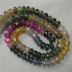 132 CTS  MULTICOLOR SAPPHIRE RONDELLES STRAND 5.5 MM - 16 INCHES