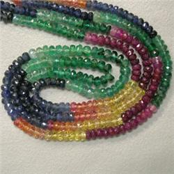 97 CTS TWO MULTICOLOR SAPPHIRE RONDELLES STRAND 3 MM - 18 INCHES