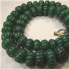 Image 1 : 900 CTS CARVED ENHANCED GLASS FILLED EMERALD STRAND 18-12 MM - 19 INCHES - TEMPORARY CLASP