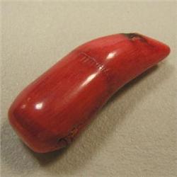 62 CTS FREE FORM BAMBOO RED CORAL PIECE 46x12 MM - TOP DRILLED