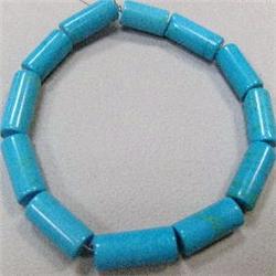 15x8 MM LOT OF CYLINDER SHAPED STABILIZED TURQUOISE BEADS - FULL DRILLED