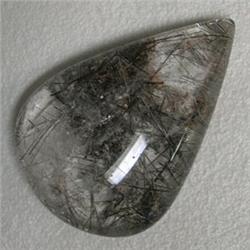 33.28 CTS PEAR SHAPED RUTILATED QUARTZ CABOCHON 30x20 MM