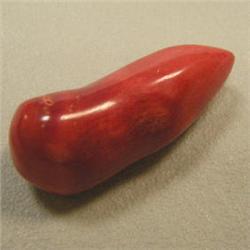 50 CTS FREE FORM BAMBOO RED CORAL PIECE 37x13 MM - TOP DRILLED