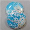 Image 1 : 33 MM PAIR OF COIN SHAPED STABILIZED TURQUOISE BEADS - FULL DRILLED